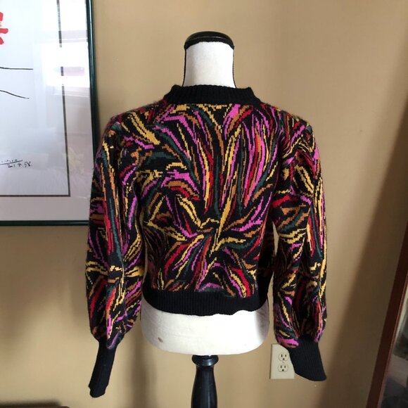 Farm Rio puff balloon sleeve rainbow zebra sweater - Picture 10 of 11